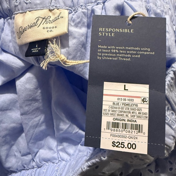 Target Women’s Long Skirt Size L Blue Cotton Floral Print Elastic Waist Pockets - Picture 3 of 5